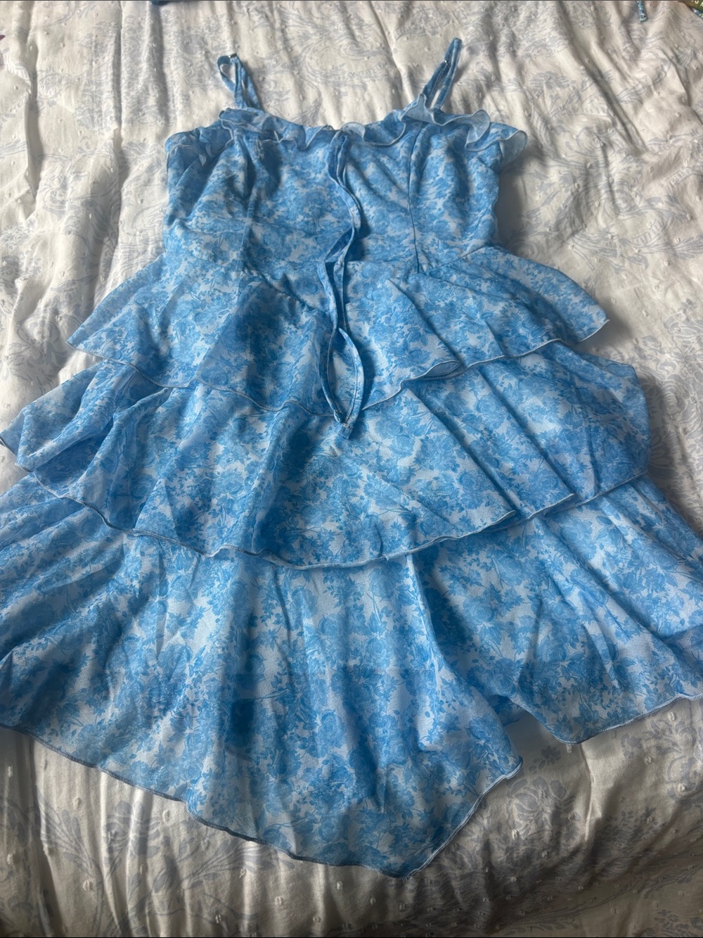 Wild Fable Blue Floral Ruffle Mini Dress XXS